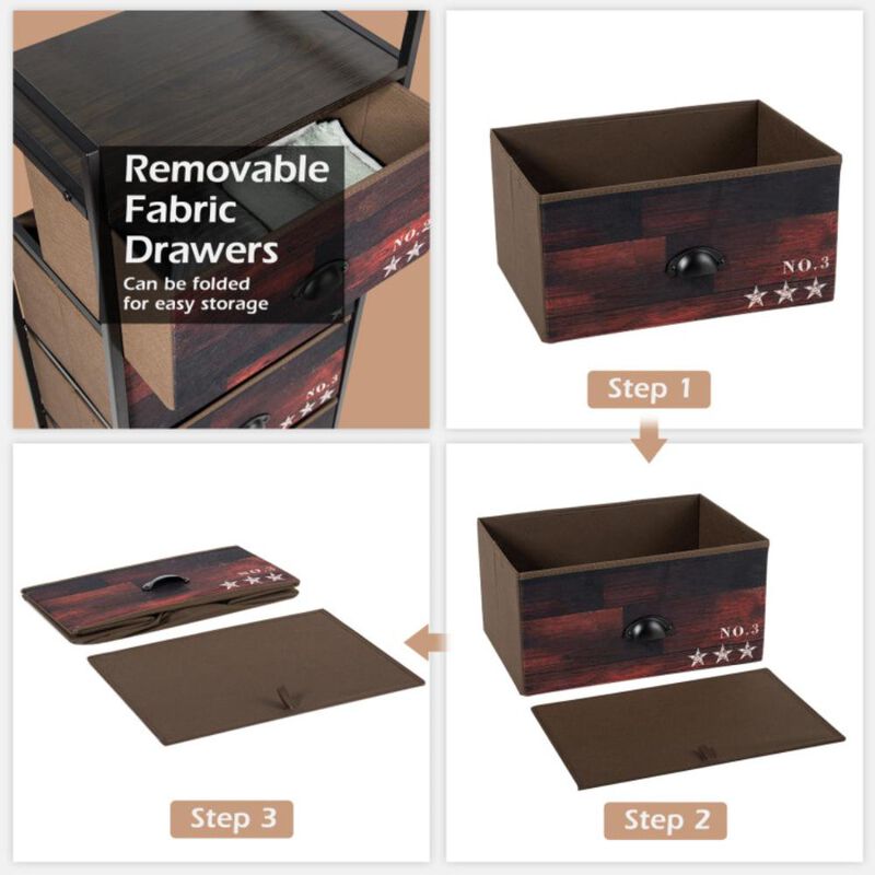Hivvago Industrial 4 Fabric Drawers Storage Dresser with Fabric Drawers and Steel Frame