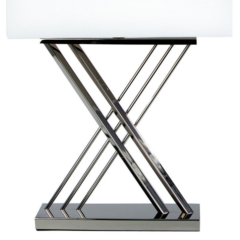 X Table Lamp Chrome Metal LED Light