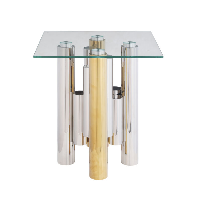 20" Stainless Steel Glass End Table - Modern & Sleek
