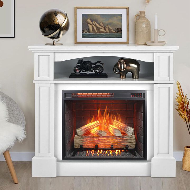 Mondawe 23 Inch Infrared Heating Electric Fireplace Insert with Log Set & Realistic Flame, Remote Control with Timer, Overheating Protection