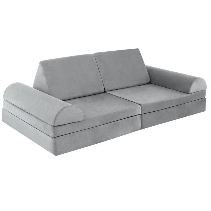 6-Piece Convertible Kids Sofa Playset with Zipper for Versatile Seating and Fun Playtime