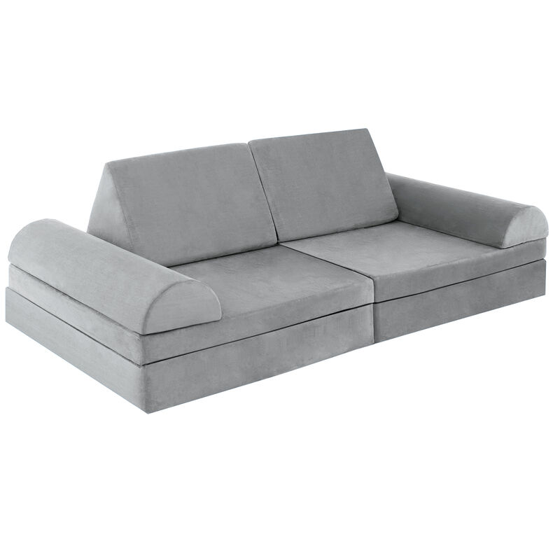 6-Piece Convertible Kids Sofa Playset with Zipper for Versatile Seating and Fun Playtime