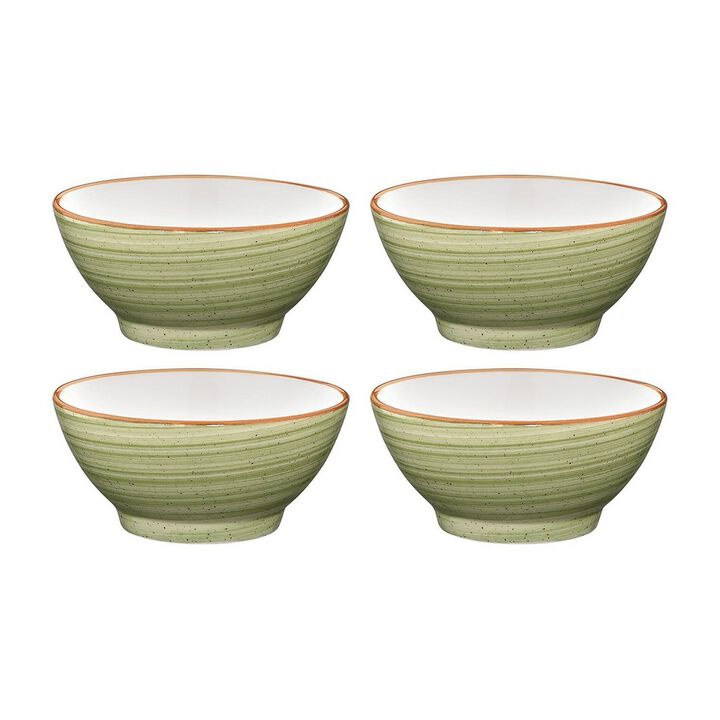 Therapy dia.4.75" h:2.25" 10 oz. Round Green Porcelain Bowl (Set of 4)