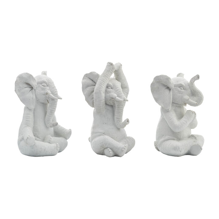 White Resin Yoga Elephants
