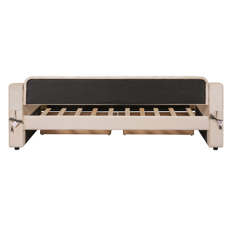 Merax Modern Daybed with Storage Armrests