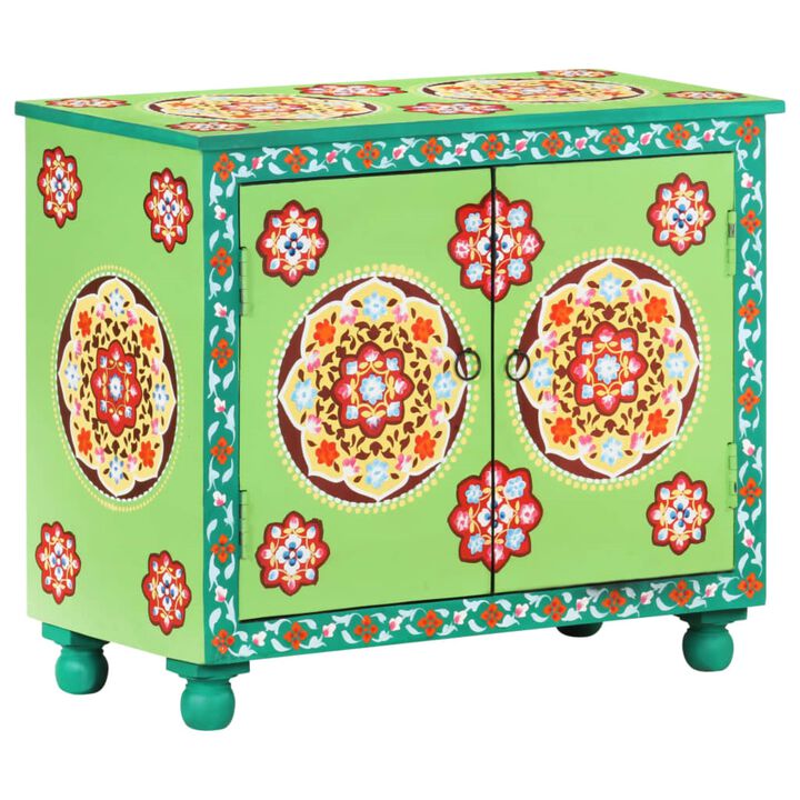vidaXL Hand Painted Sideboard Multicolor 27.6"x13.8"x23.6" Solid Mango Wood