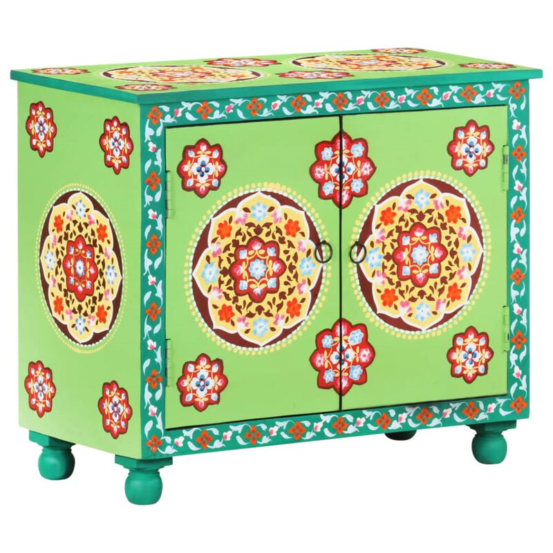 vidaXL Hand Painted Sideboard Multicolor 27.6"x13.8"x23.6" Solid Mango Wood