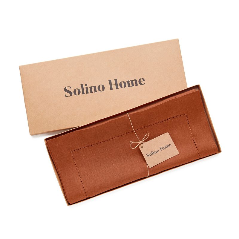 Solino Home 100% Pure Linen Table Runner | Classic Hemstitch for Thanksgiving, Christmas