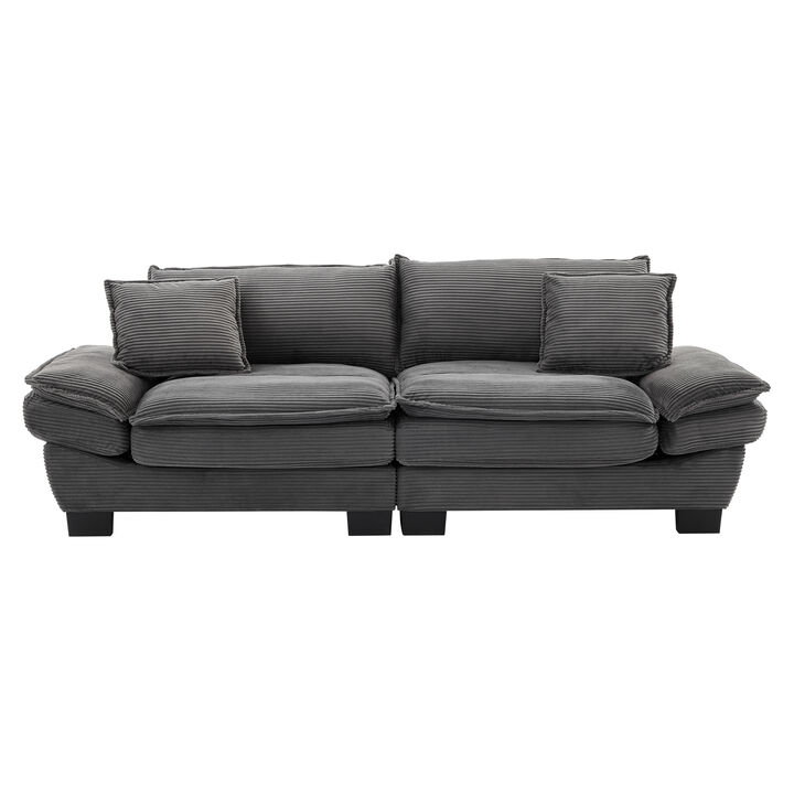 Merax Corduroy Sofa Loveseat Sofa with Pillows