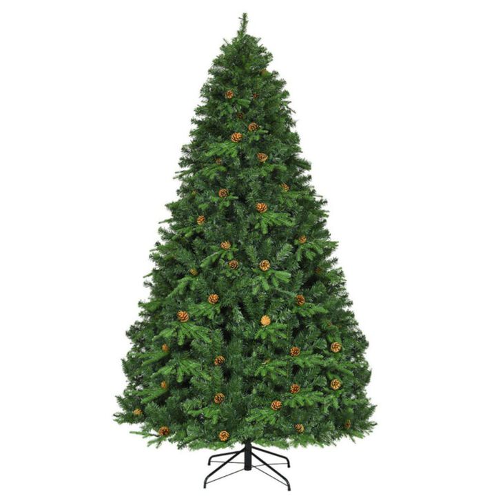 Hivvago 7/7.5/8 Feet Artificial Christmas Tree with LED Lights and Pine Cones Hivvago 7/7.5/8 Feet Artificial Christmas Tree with LED Lights and Pine Cones