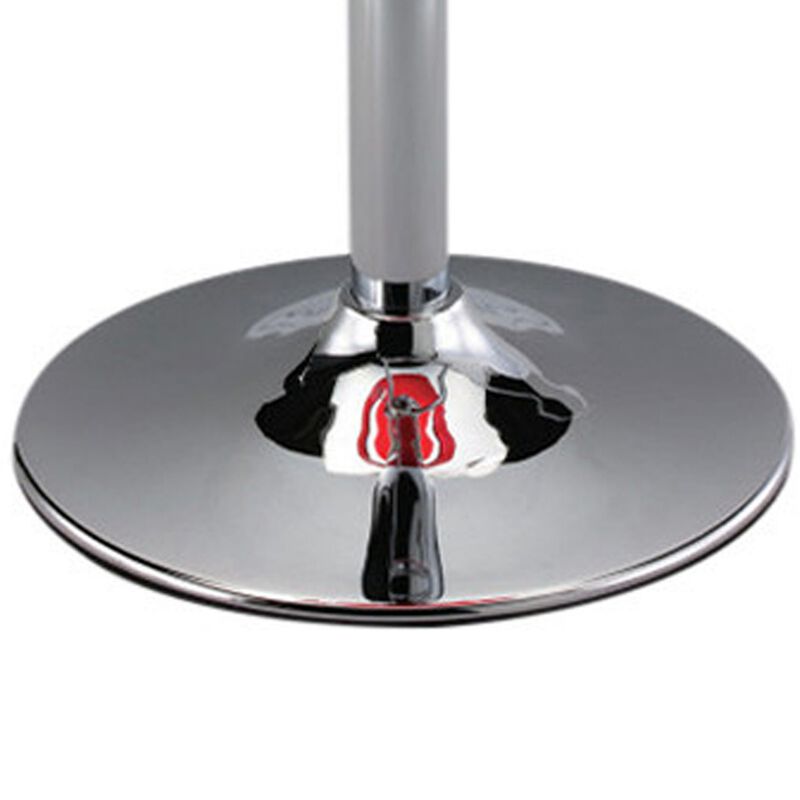 Vera 19-29 Inch Counter Height Stool, Round Swivel, Chrome, Adjustable, Red - Benzara