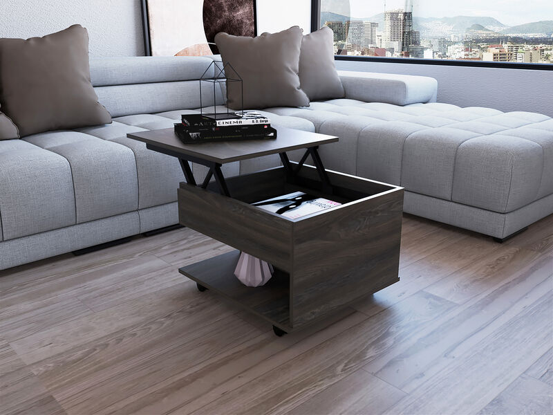 DEPOT E-SHOP Babel Lift Top Coffee Table, Casters, One Shelf, Carbon Espresso