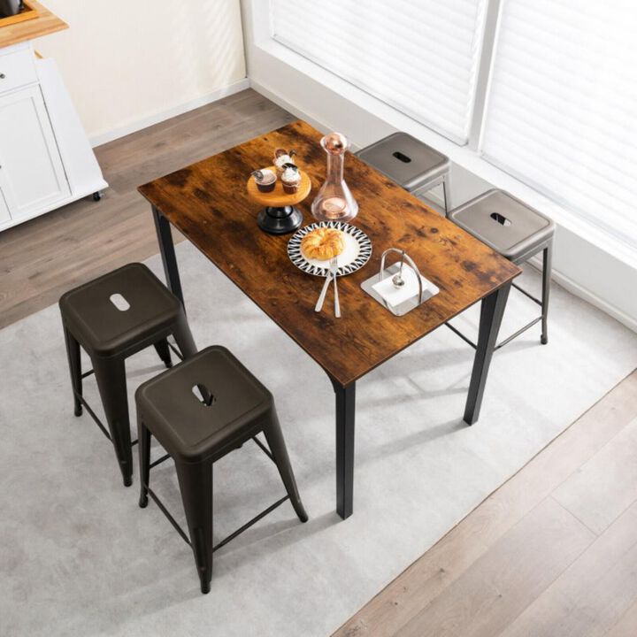 Hivvago 24 Inch Set of 4 Tolix Style Counter Height Barstool Stackable Chair