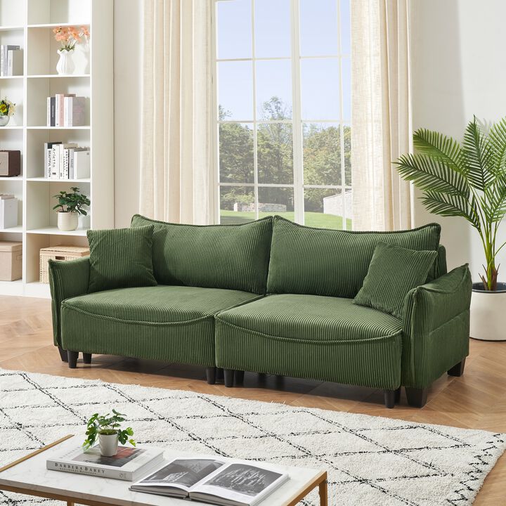 Merax Corduroy Fabric Loveseat Sofa Bed with Pillows