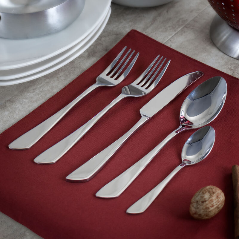 MegaChef Gibbous 20 Piece Flatware Utensil Set, Stainless Steel Silverware Metal Service for 4 in Silver