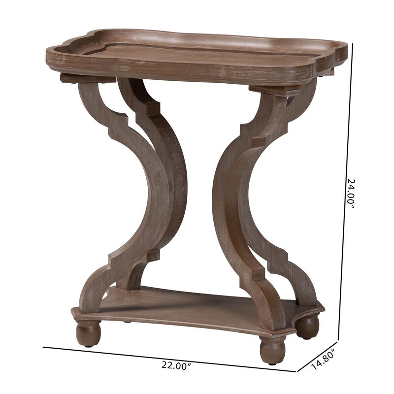 Baxton Studio Yannick French Country Antique Brown Wood End Table