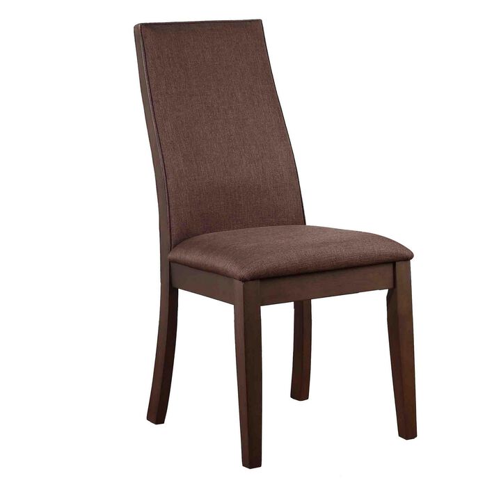 Upholstered Wooden Dining Side Chair, Brown , Set of 2-Benzara