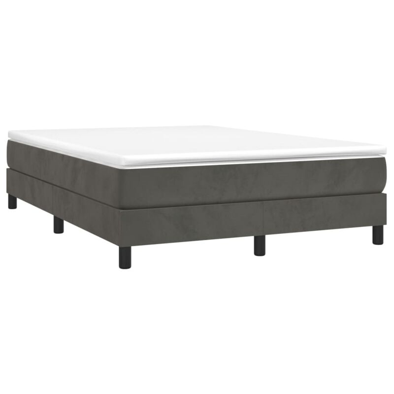 vidaXL Box Spring Queen Bed Frame | Dark Gray Velvet | Modern Design | Durable Engineered Plywood Construction | Size 59.8"x79.9"