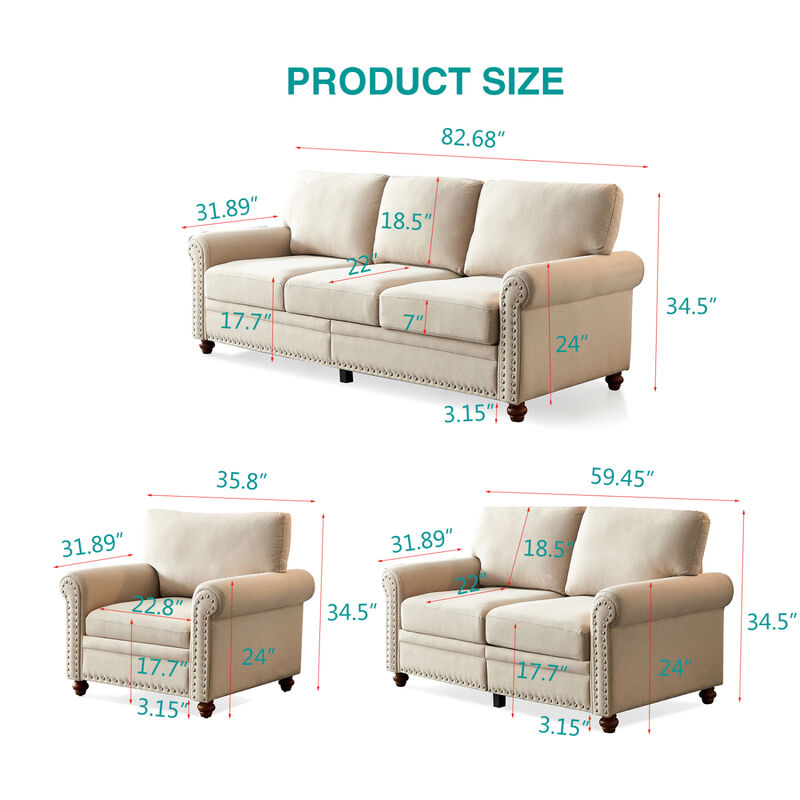 Living Room Sofa Single Seat Chair With Wood Leg Fabric