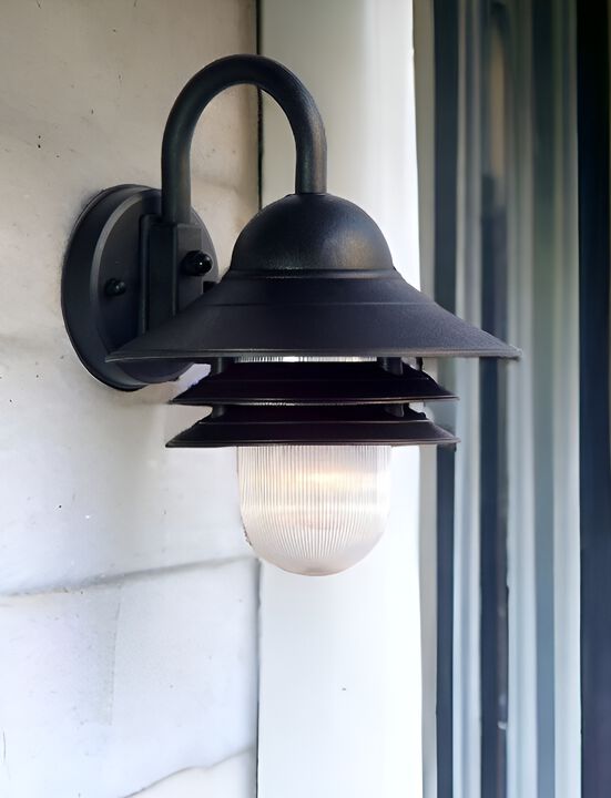 Hivvago Matte Black Three Tier Lamp Shade Outdoor Wall Light