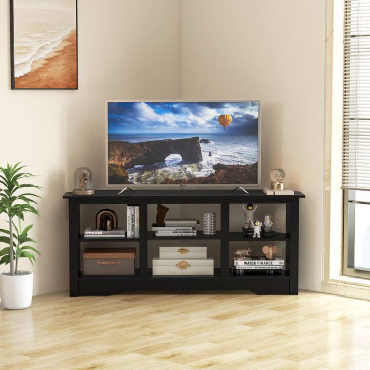 Hivvago 58 Inch TV Stand with 6 Open Storage Shelves for TVs up to 65 Inches