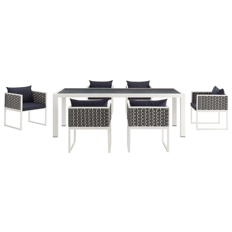 Modway Stance Outdoor Patio Woven Rope 7-Piece Dining Furniture Set