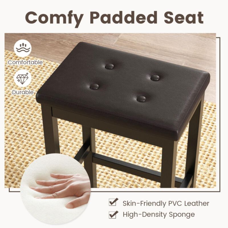 Hivvago 24" Bar Stools with Padded Seat Footrest and Rubber Wood Frame