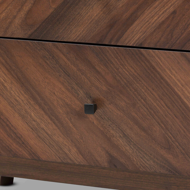 Baxton Studio Hartman Mid Century Modern Walnut Brown Finished Wood 3 Drawer Storage Chest