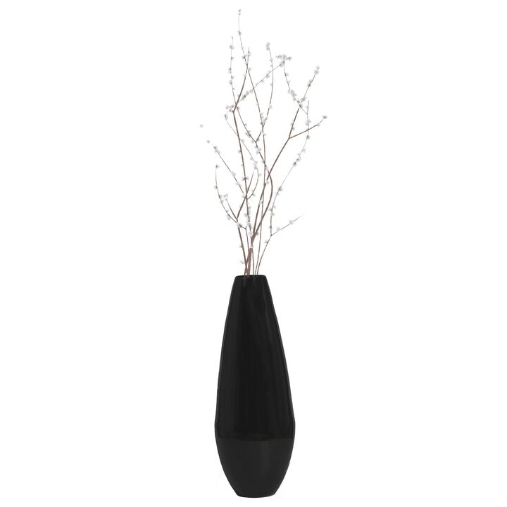 31.5" Spun Bamboo Tall Floor Vase - Sleek Metallic Finish, Elegant Home Decoration, Modern Accent Piece, Living Room Decor, Handcrafted Bamboo Art, Contemporary Interior Design, Unique Tall Vase, Black Large