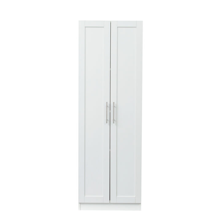 High Wardrobe And Kitchen Cabinet With 2 Doors And 3 Partitions To Separate 4 Storage Spaces