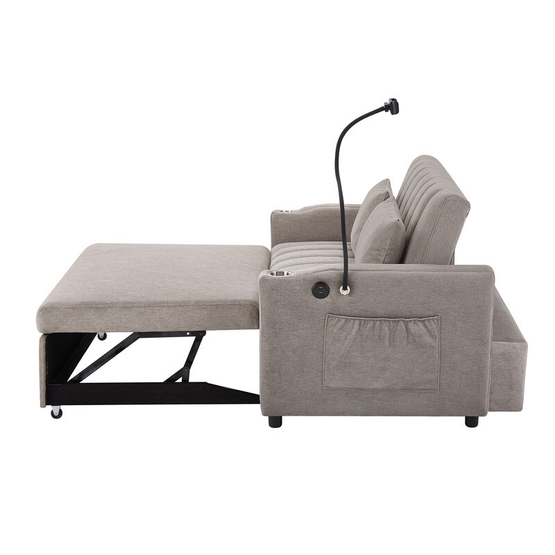 Merax Convertible Sofa Bed Loveseat with 3 USB Ports