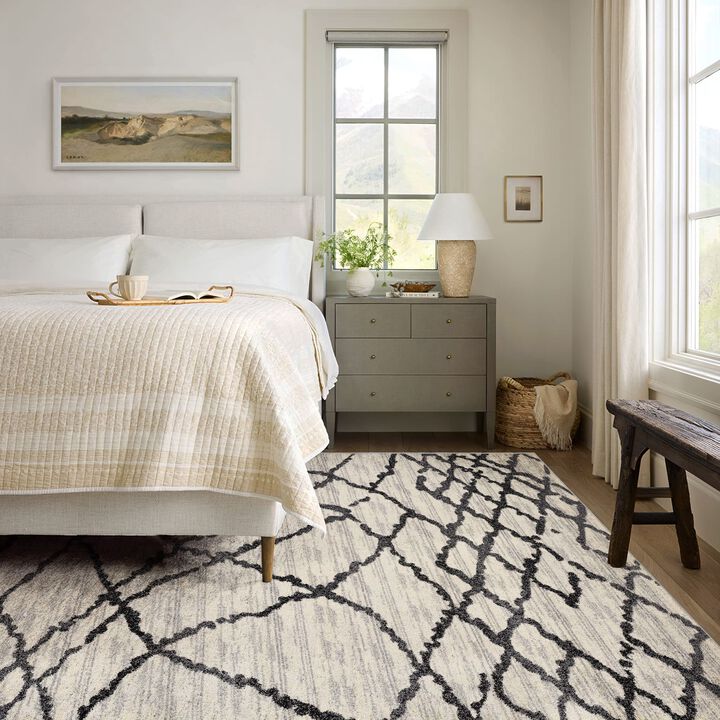 Nova Contemporary Moroccan Marble Grey Black Indoor Area Rug