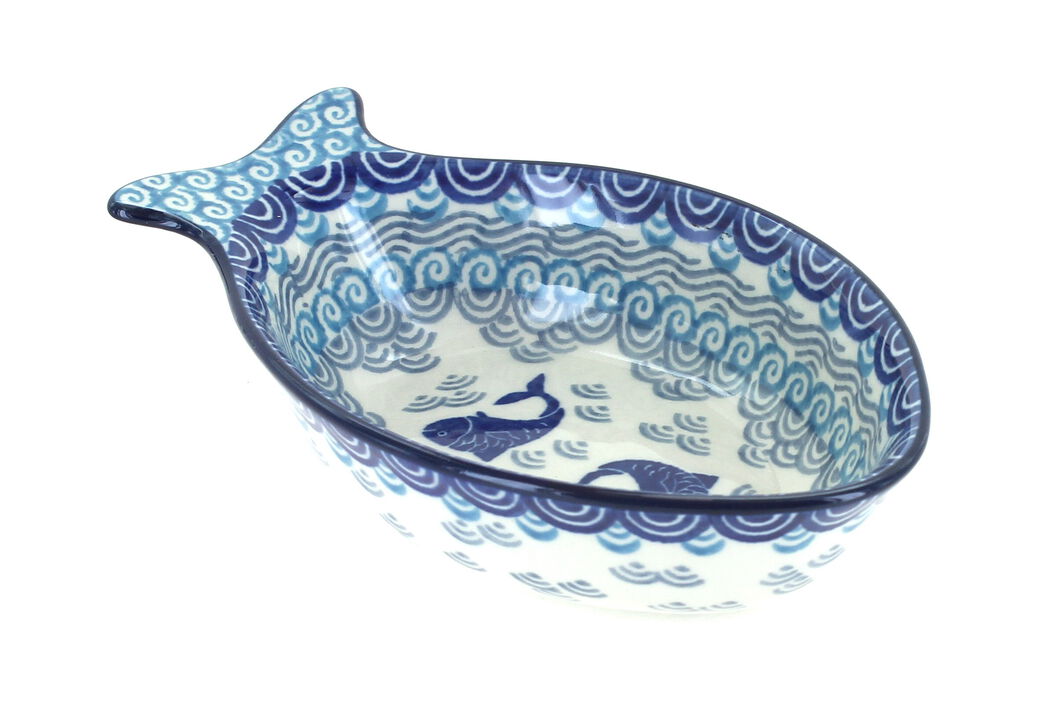 Blue Rose Polish Pottery Summer Fun Medium Fish Dish