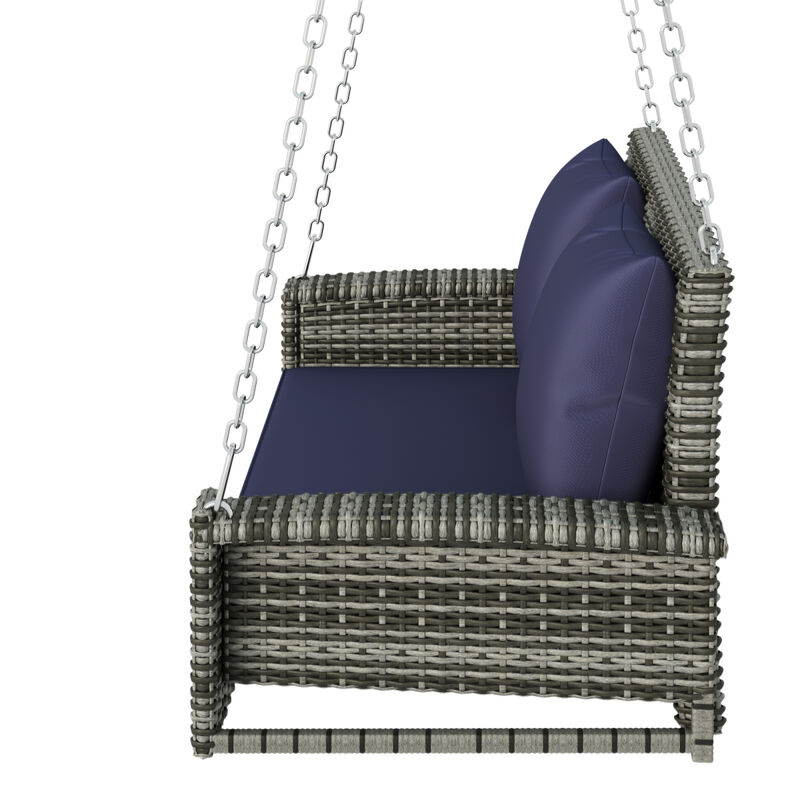 2-Person Wicker Hanging Porch Swing with Cushion