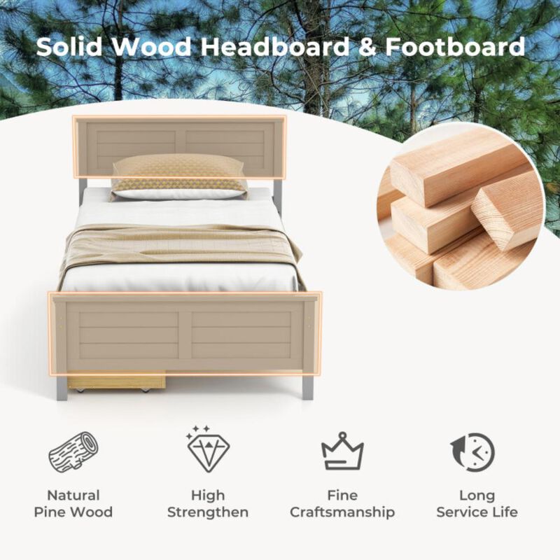 Hivvago Twin Size Bed Frame with Storage Drawers