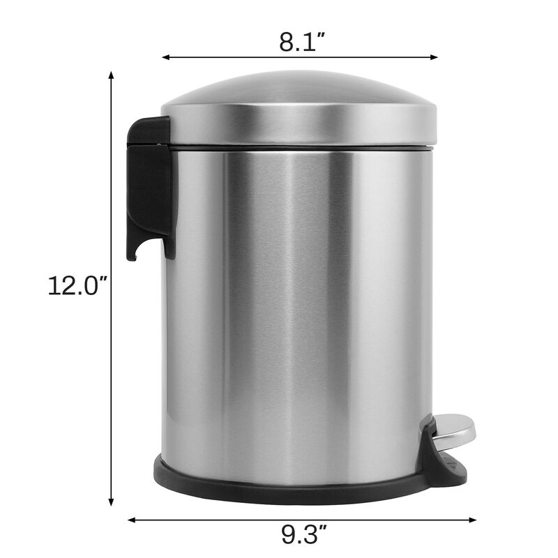 1.32 Gallon Stainless Steel Trash Can.
