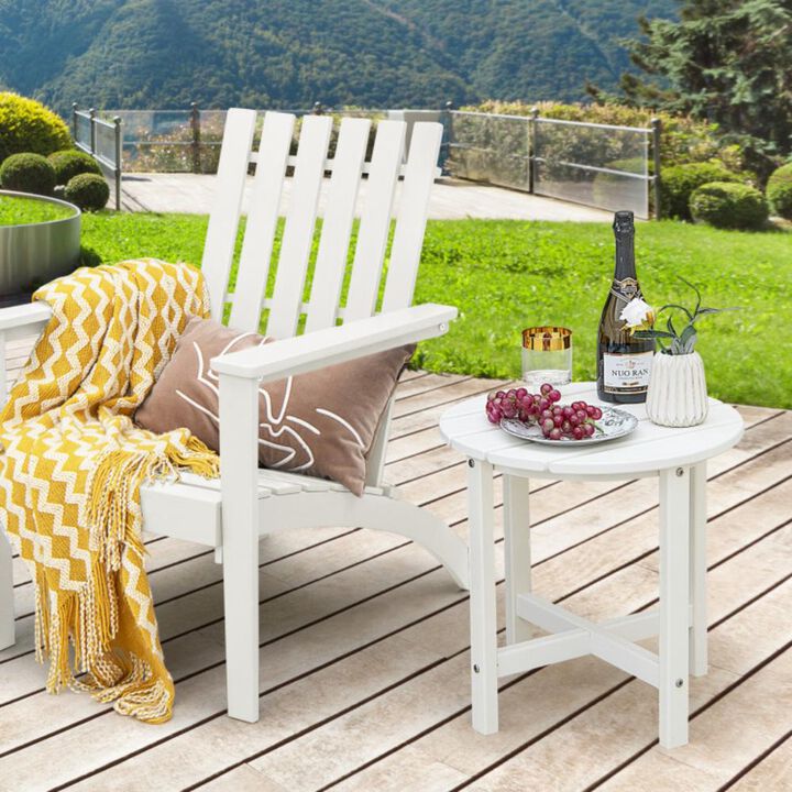 Set of 2 Round Weather-Resistant Adirondack Side Tables for Outdoor Patio or Garden