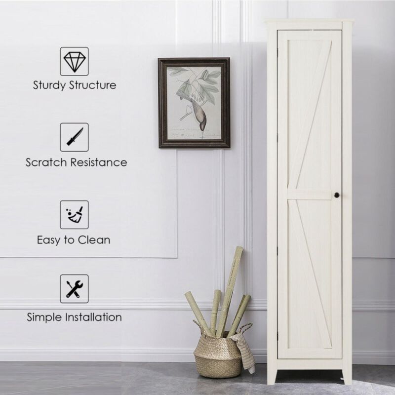 Hivvago Linen Tower Bathroom Storage Cabinet Tall Slim Side Organizer with Shelf