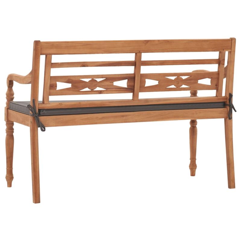 vidaXL Batavia Bench with Dark Gray Cushion 47.2" Solid Teak Wood