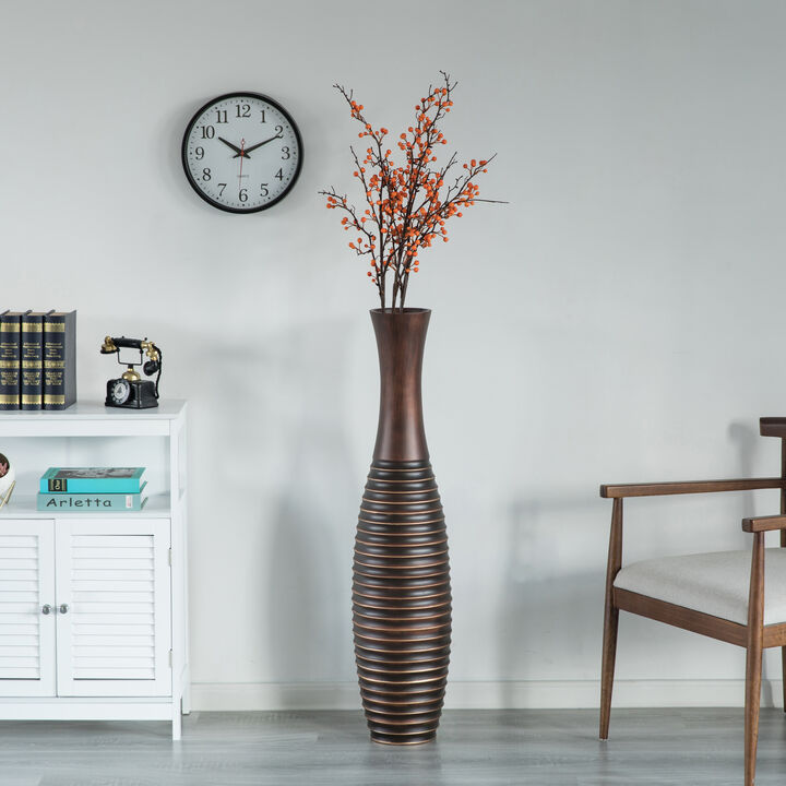 41 inch Elegant Decorative Tall Trumpet Shape Floor Vase in Brown - Modern Home Décor Accent, Sleek Tall Floor Vase for Living Room, Entryway, or Dining Room, Perfect for Dried Flowers or Silk Arrangements