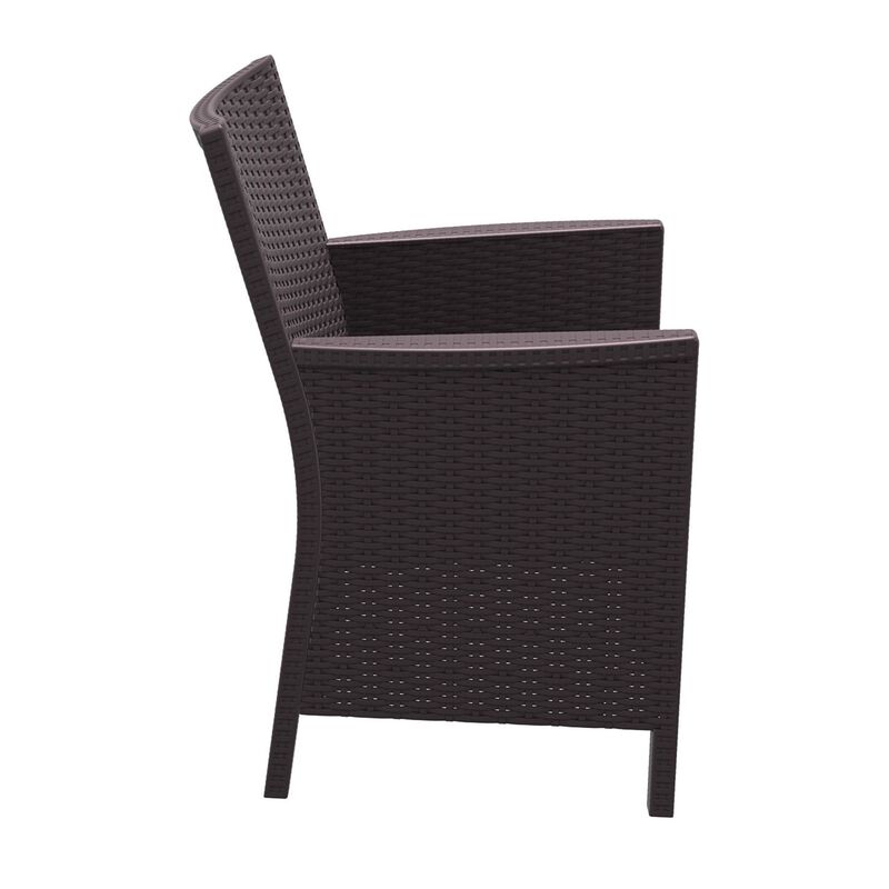 35.5" White Patio Dining Arm Chair with Sunbrella White Cushion