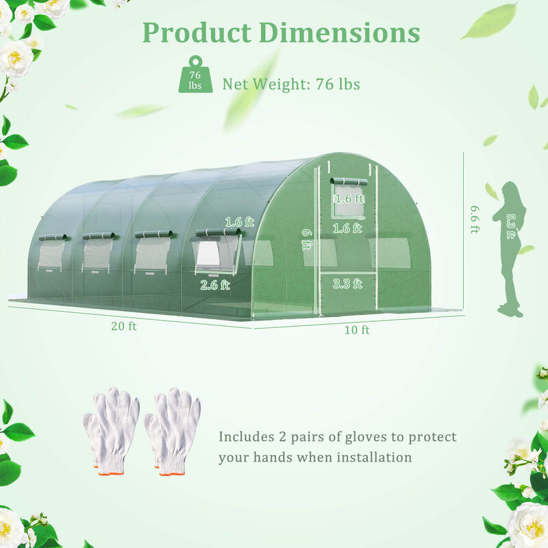 Greenhouse with  Windows and Doors for Outdoor
