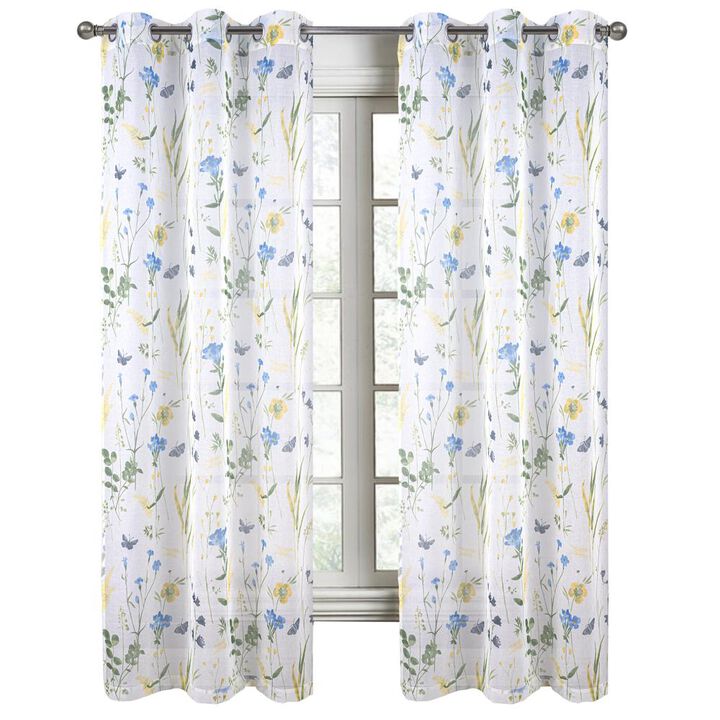 RT Designers Collection Kelce Doily Grommet Light Filtering Window Curtains for Bedroom 54" x 90" Blue