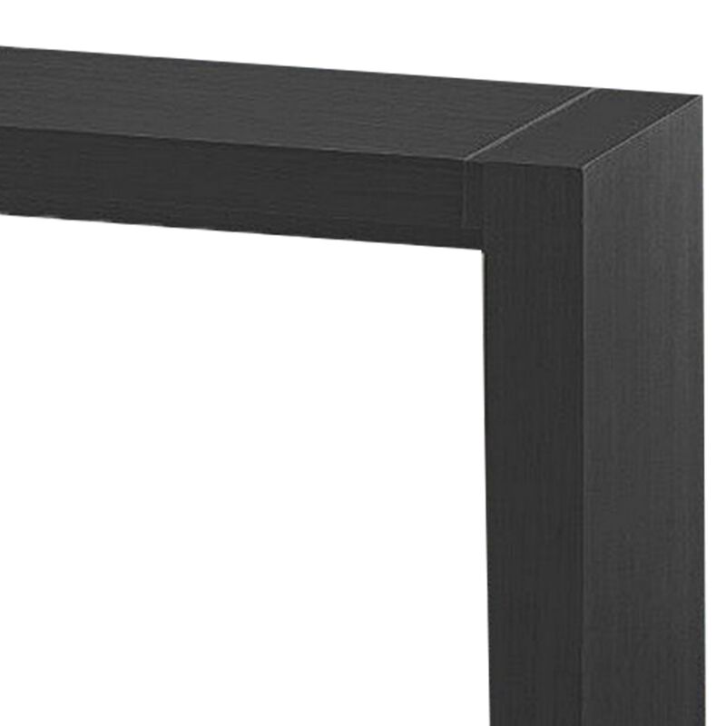 Loen 60 Inch Long Bar Height Table, Rectangular Panel Base Brown Oak Veneer - Benzara