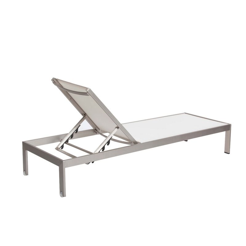 Anodized Aluminum Modern Patio Lounger In White - Benzara