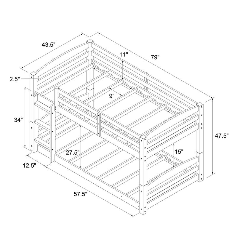 DHP Sierra Convertible Twin over Twin Bunk Bed with Safety Railings
