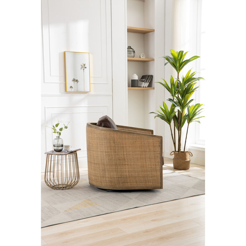Swivel Barrel Chair, Comfy Round Accent Sofa Chair For Living Room, 360 Degree Swivel Barrel