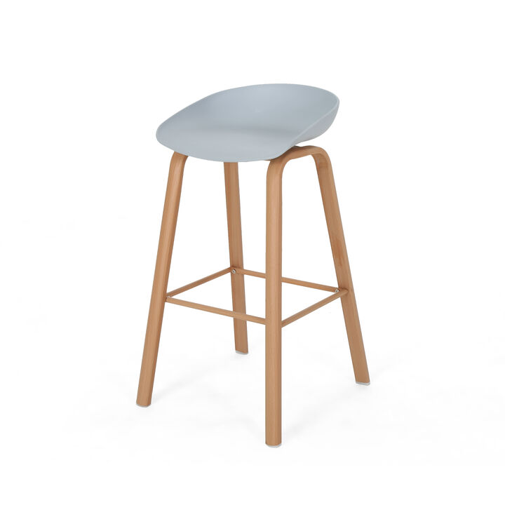 Modern Minimalist Barstools with Curved Frame and Iron Legs (Set of 2)