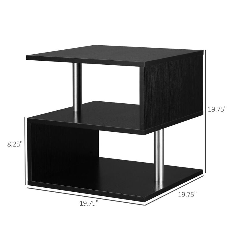 Chic Multilevel Table: Black S-Shaped Lift Top Coffee Table with 3 Tiers