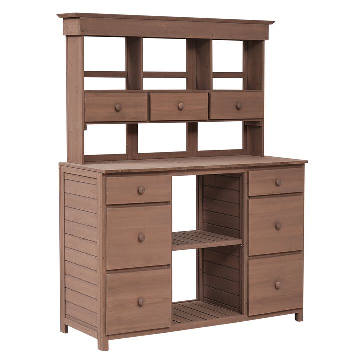 MONDAWE Outdoor Storage Garden Potting Bench Table, with Multiple Drawers and Shelves for Patio,Garden,Backyard